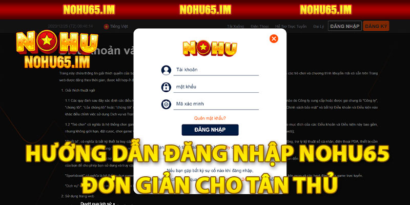 Hướng dẫn Đăng nhập Nohu65 đơn giản cho tân thủ